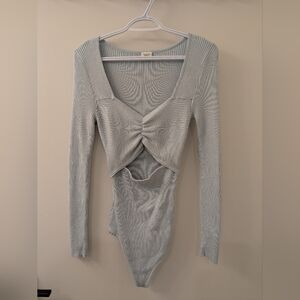Abercrombie Ribbed Bodysuit Ice Blue Medium